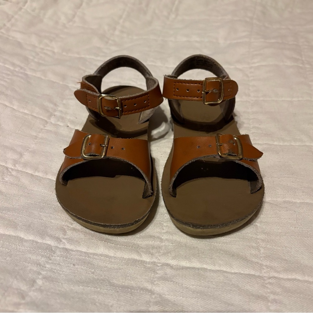 Salt Water Sandals by Hoy Tan Leather Double-Buckle Kids Sandals